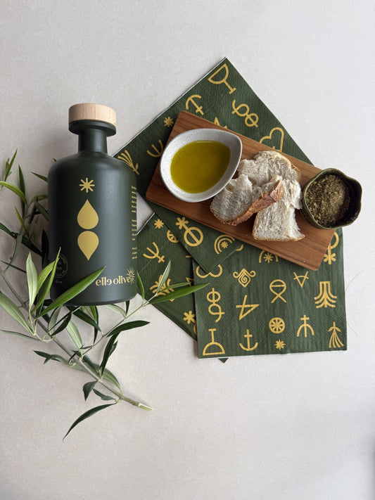 Extra Virgin Olive Oil + Napkin - Green