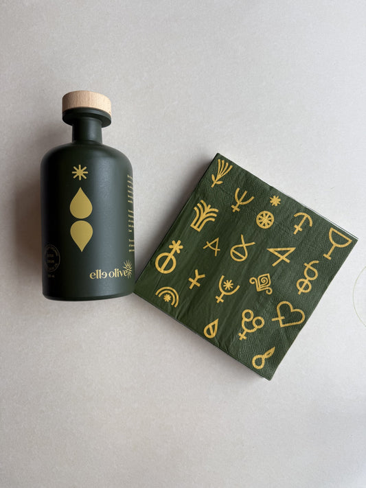Extra Virgin Olive Oil + Napkin - Green